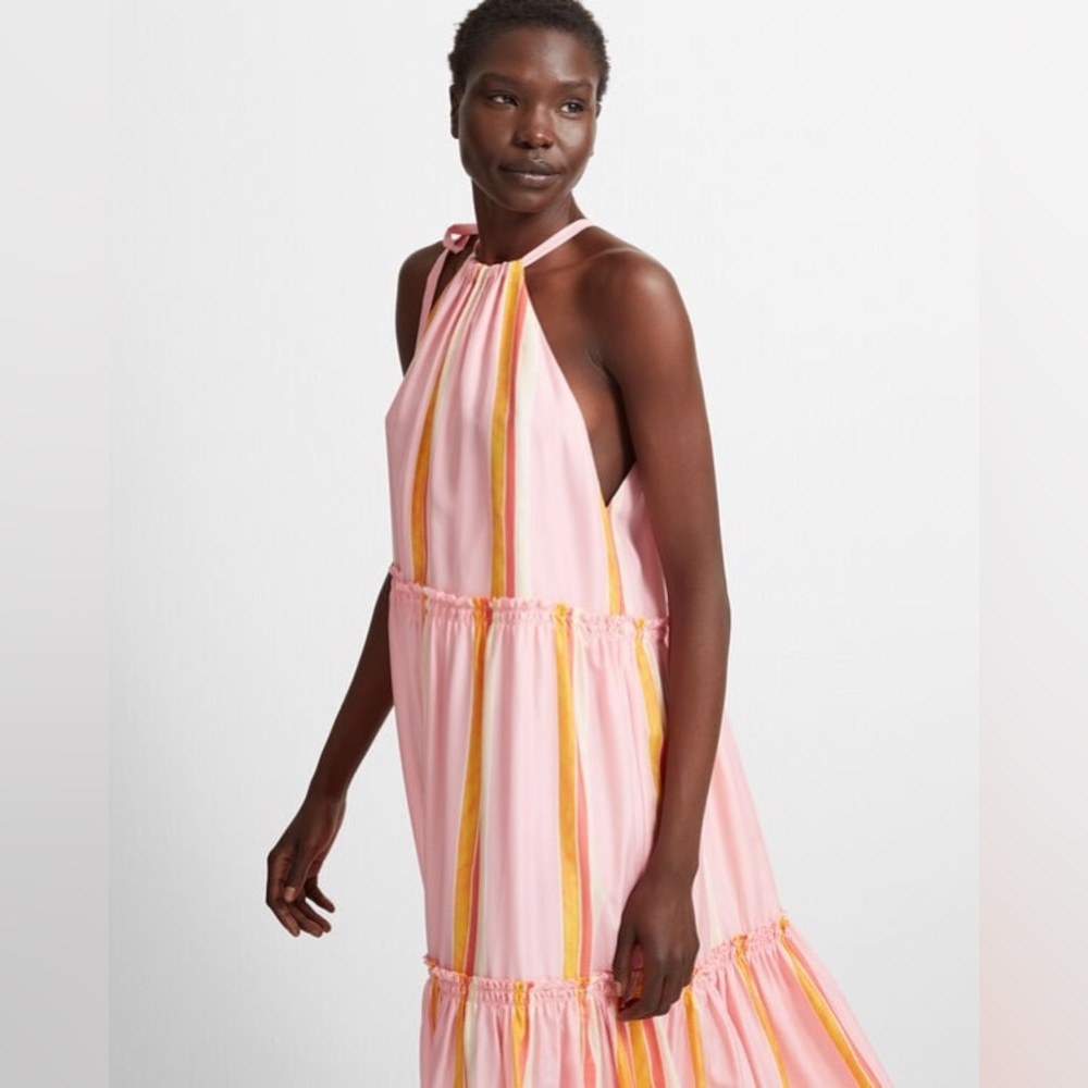 Club Monaco Pink and Orange Halter Maxi Dress